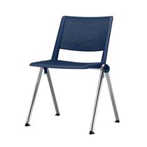 Cadeira Up Assento Azul Base Fixa Cromada - 54308
