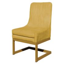 Cadeira Valentina Para Cozinha Base Dourada Suede Amarelo - Belliv Decor