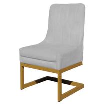 Cadeira Valentina Para Cozinha Base Dourada Suede Branco - Belliv Decor