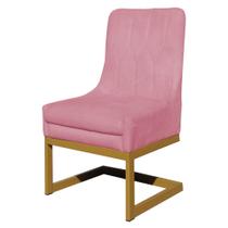 Cadeira Valentina Para Cozinha Base Dourada Suede Rosa - Belliv Decor