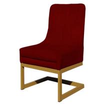 Cadeira Valentina Para Cozinha Base Dourada Suede Vermelho - Belliv Decor