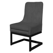 Cadeira Valentina Para Cozinha Base Preta Suede Cinza - Vallisa Decor