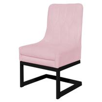 Cadeira Valentina Para Cozinha Base Preta Suede Rosa Bebe - Vallisa Decor