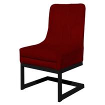 Cadeira Valentina Para Cozinha Base Preta Suede Vermelho - Vallisa Decor