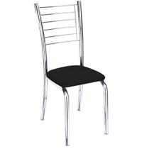 Cadeira Vanessa cromada para cozinha Assento preto