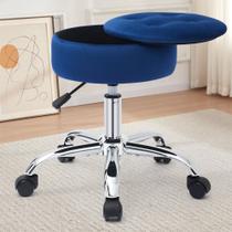 Cadeira Vanity Stool Gitrah Swivel com armazenamento em veludo azul
