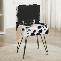 Cadeira Vanity Stool Leesingdo Faux Fur Ottoman com armazenamento Cadeira Vanity Stool Leesingdo Faux Fur Ottoman com armazenamento