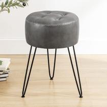 Cadeira Vanity Stool LUE BONA Faux Leather Cinza 48 cm de altura