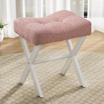 Cadeira Vanity Stool Memobarco 46 cm com tecido rosa X-Legs de metal Cadeira Vanity Stool Memobarco 46 cm com tecido rosa X-Legs de metal