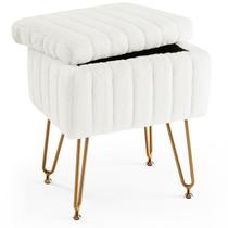 Cadeira Vanity Stool Sweetcrispy com armazenamento de pele sintética branca