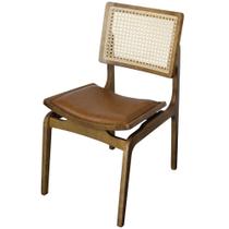 Cadeira Vênus Tela Sextavada Natural Assento material sintético Caramelo com Estrutura Amêndoa - 68850