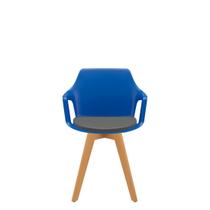 Cadeira Vesper Assento Almofadado 4 Pés Madeira com Braços Fixos