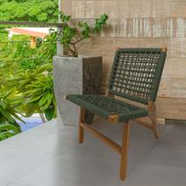 Cadeira Viena Base de Madeira Maciça e Corda Náutica Verde Escuro - CASA TREE
