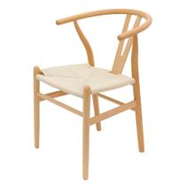 Cadeira Wishbone Assento Corda Natural Madeira Natural - 75760 Cadeira Wishbone Assento Corda Natural Madeira Natural - 75760