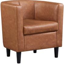 Cadeira Yaheetech Accent Barrel em couro PU marrom Cadeira Yaheetech Accent Barrel em couro PU marrom