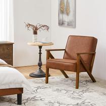 Cadeira Yaheetech Accent em material sintético com moldura de madeira marrom claro Cadeira Yaheetech Accent em material sintético com moldura de madeira marrom claro