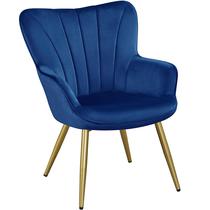Cadeira Yaheetech Velvet Accent Poltrona azul com pernas de metal modernas