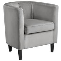 Cadeira Yaheetech Velvet Barrel Accent Grey 47x50 cm Assento Cadeira Yaheetech Velvet Barrel Accent Grey 47x50 cm Assento