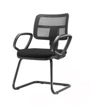 Cadeira Zip Tela Com Bracos Fixos Assento material sintético Base Fixa Preta - 54474