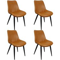Cadeiras Chicago Estofadas Pu Vintage - Preto (Kit 4)