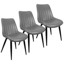 Cadeiras Chicago Tainá Pu Vintage Retro - Preto/Cinza