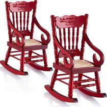 Cadeiras de balanço de madeira Doll House 1:12 Sumind Christmas x2