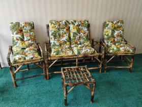 cadeiras de bambu conjunto completo móveis sofá poltronas
