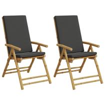 Cadeiras de bistrô vidaXL dobráveis de bambu com almofadas, 2 peças Cadeiras de bistrô vidaXL dobráveis de bambu com almofadas, 2 peças