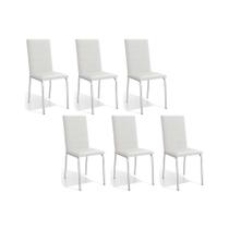 Cadeiras de Cozinha Amsterdã C091 Kit 6 Un Cromada - Assento Branco 106 - Kappesberg
