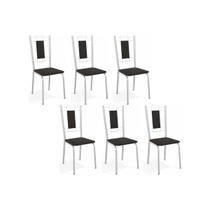 Cadeiras de Cozinha Florença C005 Kit 6 Un Cromada - Assento Preto 110 - Kappesberg