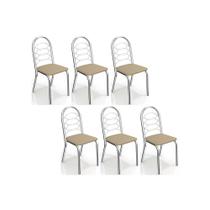 Cadeiras de Cozinha Holanda C009 Kit 6 Un Cromada - Assento Nude 16 - Kappesberg