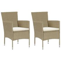 Cadeiras de jantar de pátio vidaXL Beige Poly Rattan Outdoor x2