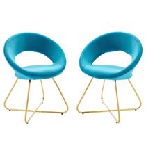 Cadeiras de jantar Modway Nouvelle Velvet Blue Gold, conjunto de 2 Cadeiras de jantar Modway Nouvelle Velvet Blue Gold, conjunto de 2
