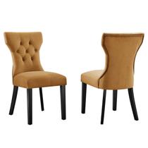 Cadeiras de jantar Modway Silhouette Velvet Cognac Brown 2 unidades Cadeiras de jantar Modway Silhouette Velvet Cognac Brown 2 unidades