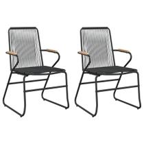 Cadeiras de pátio ao ar livre vidaXL Black PVC Rattan (conjunto de 2)