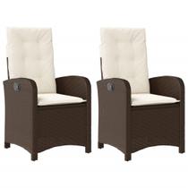 Cadeiras de pátio reclináveis vidaXL Brown Poly Rattan 2 peças com almofadas Cadeiras de pátio reclináveis vidaXL Brown Poly Rattan 2 peças com almofadas