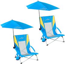 Cadeiras de praia FAIR WIND, kit com 2 unidades e guarda-sol 360 para até 136 kg Cadeiras de praia FAIR WIND, kit com 2 unidades e guarda-sol 360 para até 136 kg