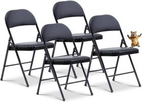 Cadeiras dobráveis, almofada acolchoada de vinil on-line, capacidade de 300 libras, pacote com 4