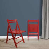 Cadeiras dobráveis Casual Home Wooden, conjunto de 2 peças, vermelho