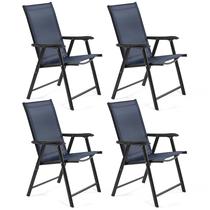 Cadeiras dobráveis para área externa Yaheetech, conjunto com 4, azul-marinho Cadeiras dobráveis para área externa Yaheetech, conjunto com 4, azul-marinho