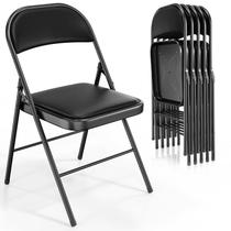 Cadeiras dobráveis VINGLI, kit com 6, estofadas em couro PU preto