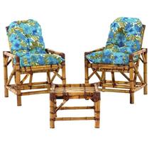 Cadeiras e Mesa De Bambu Confortáveis Para Varanda 2 Lugares Cadeiras e Mesa De Bambu Confortáveis Para Varanda 2 Lugares