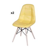 Cadeiras Eames Eiffel Estofada 44X39X83Cm Amarelo 2 Peças