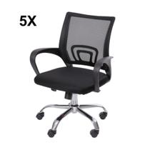 Cadeiras Escritorio Tok Giratória Baixa Cor Preta 5 Unidades - Or Design