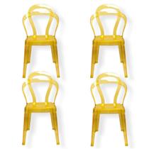 Cadeiras Ghost Design Rainha Amarela 4 Unidades