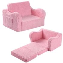 Cadeiras infantis MOMCAYWEX 2 em 1 Toddler Soft Sherpa Couch rosa