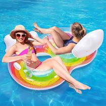 Cadeiras infláveis Pool Floats MoKo Rainbow de 2 lugares para adultos