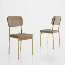 Cadeiras Jantar 2 Unidades 44,5cm x 90cm Estofado em Linho