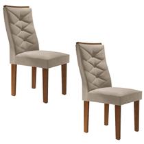 Cadeiras Kit 2 Cadeiras Estofadas Germany Chocolate/Off White/Boucle Bege - Cel Móveis