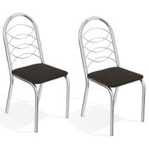 Cadeiras Kit 2 Cadeiras Holanda Cromada Preto - Kappesberg